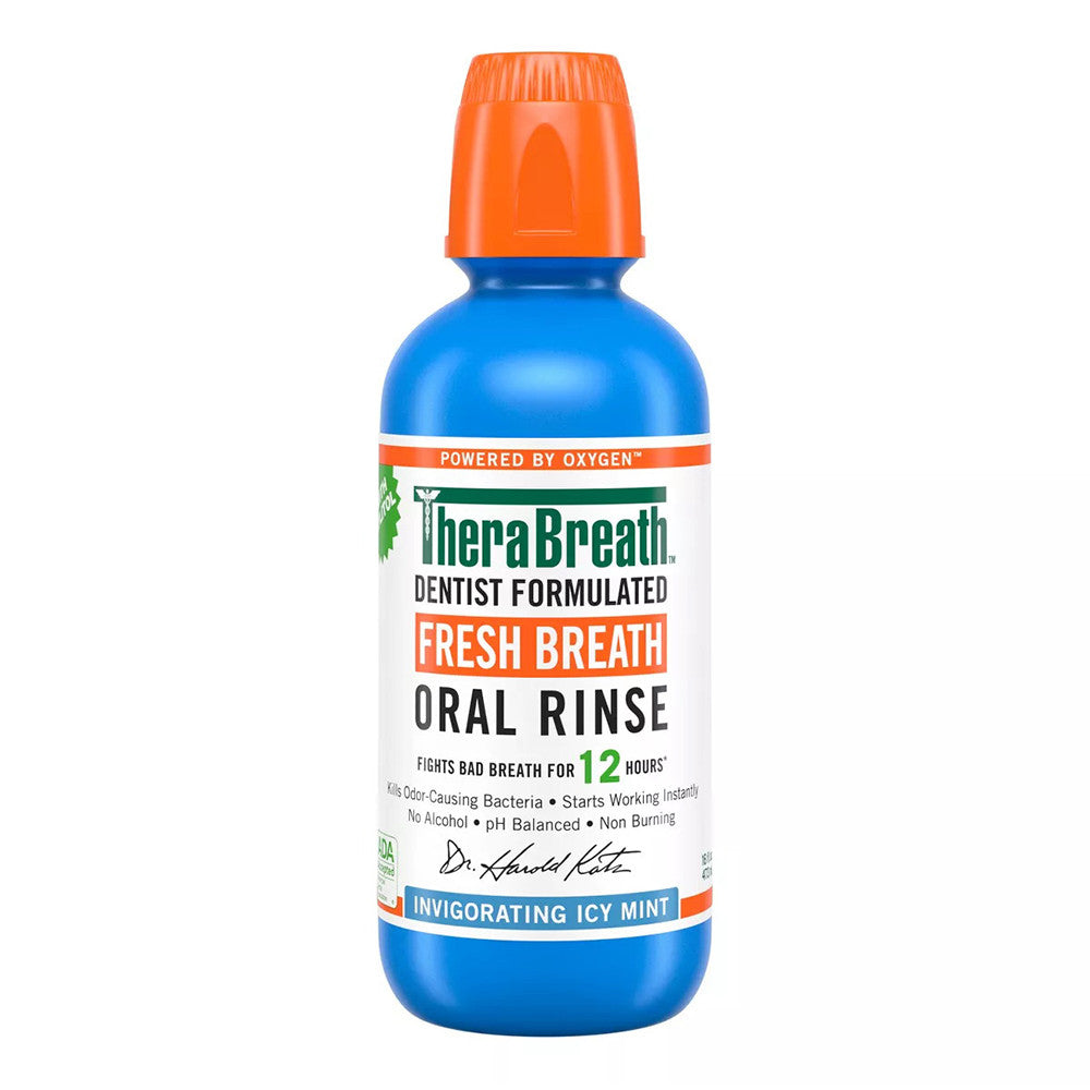 Therabreath Fresh Breath Oral Rinse, Invigorating Icy Mint, 16 Oz